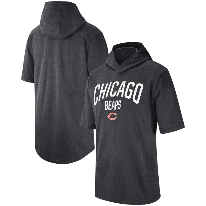Men's Chicago Bears Heathered Charcoal Sideline Training Hooded Performance T-Shirt